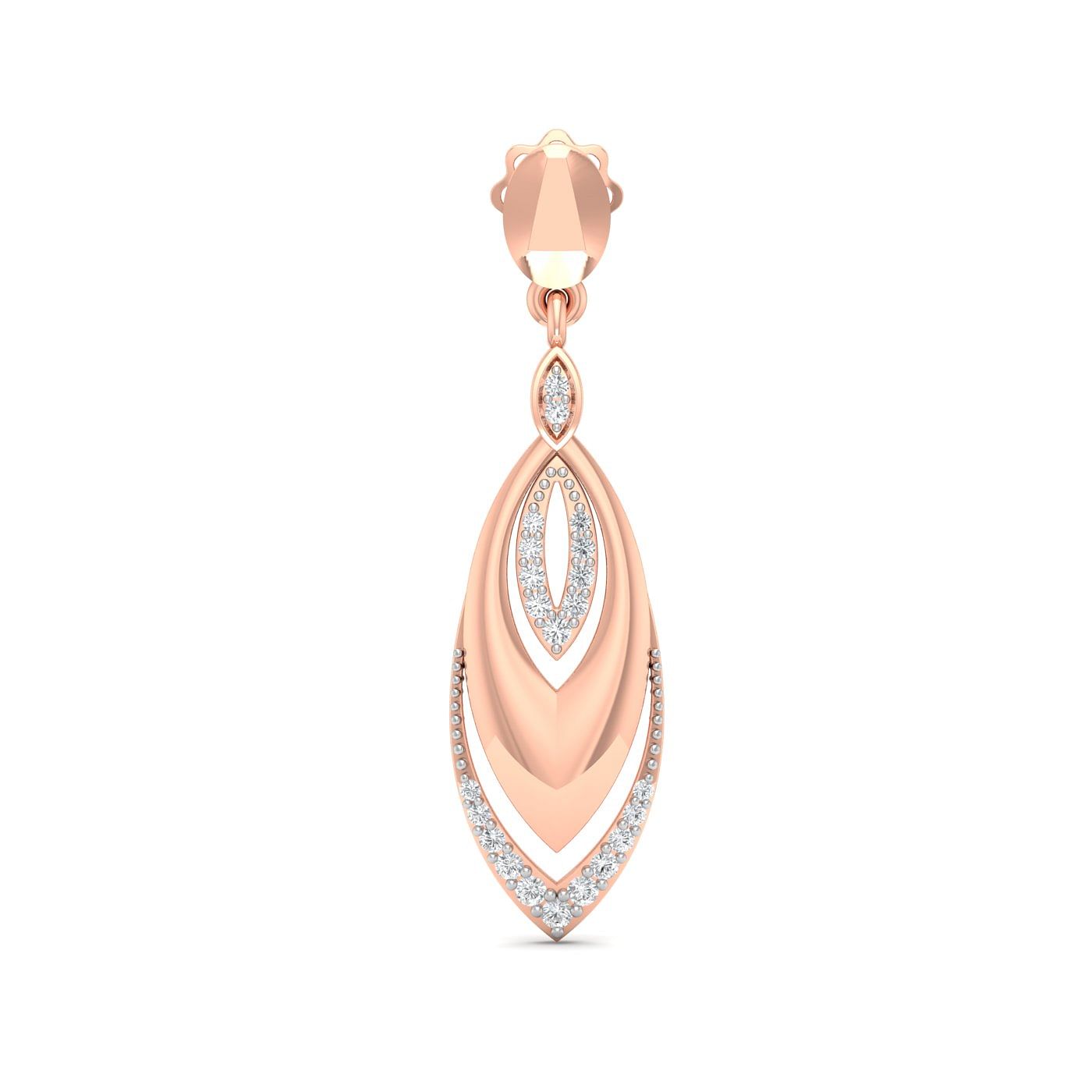 Farida Diamond Earring | Long Drop Rose Gold Diamond Earring