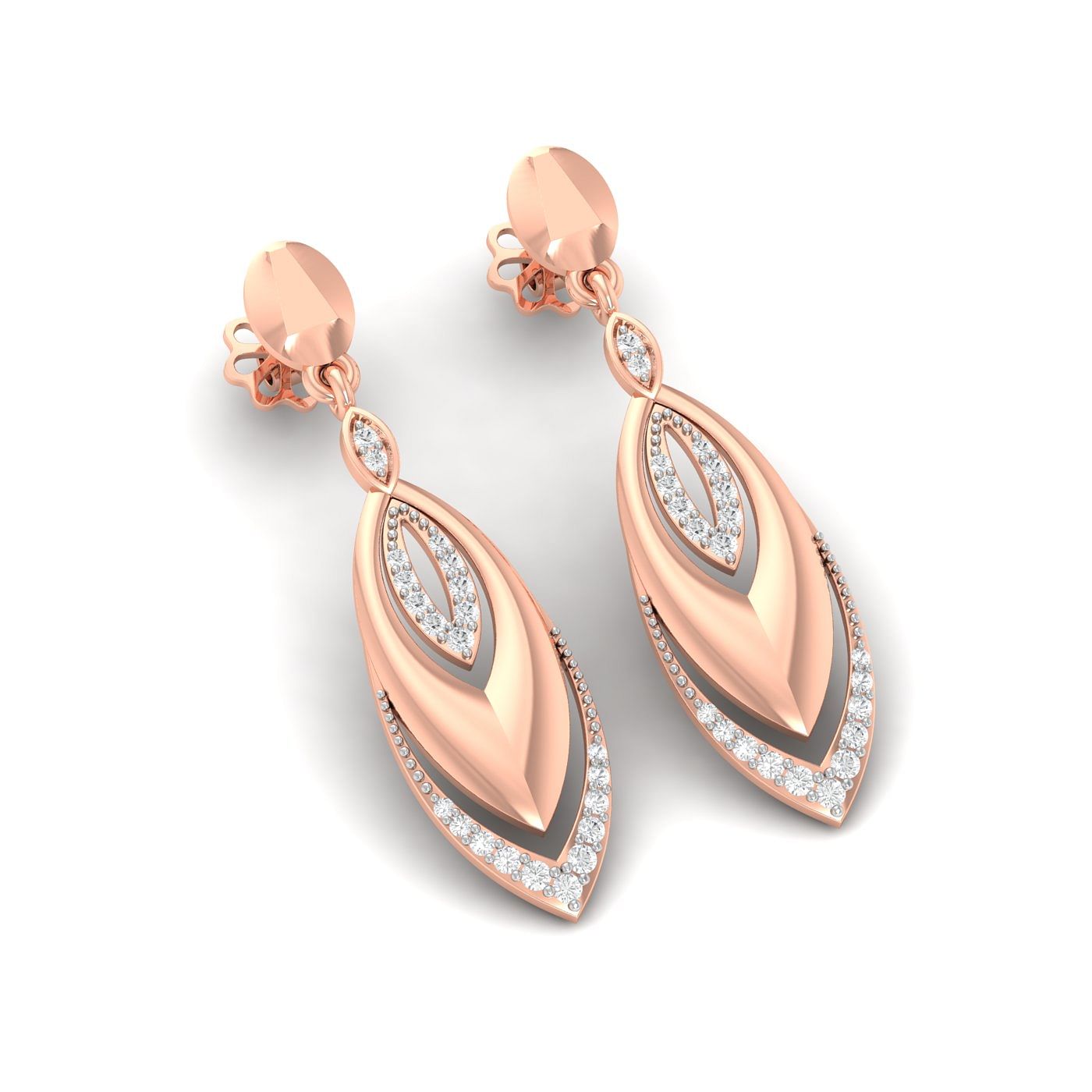 Farida Diamond Earring | Long Drop Rose Gold Diamond Earring