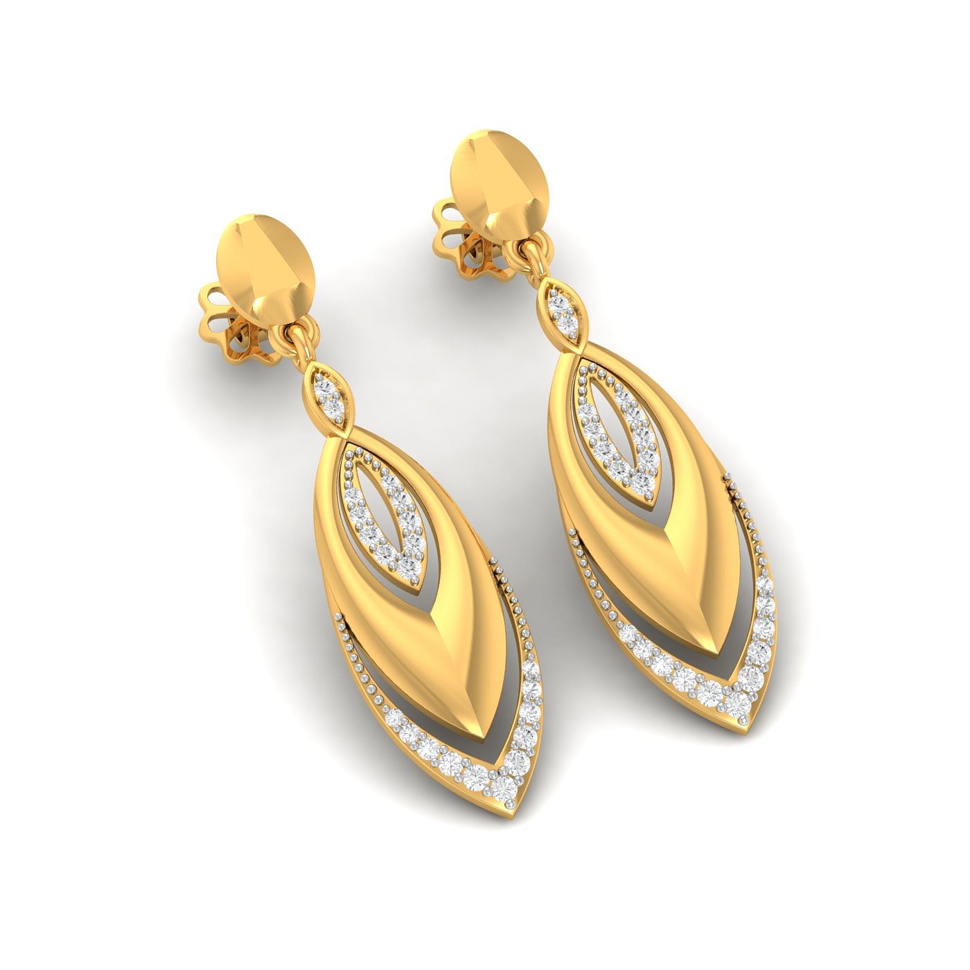 Farida Diamond Earring | Long Drop Yellow Gold Diamond Earring
