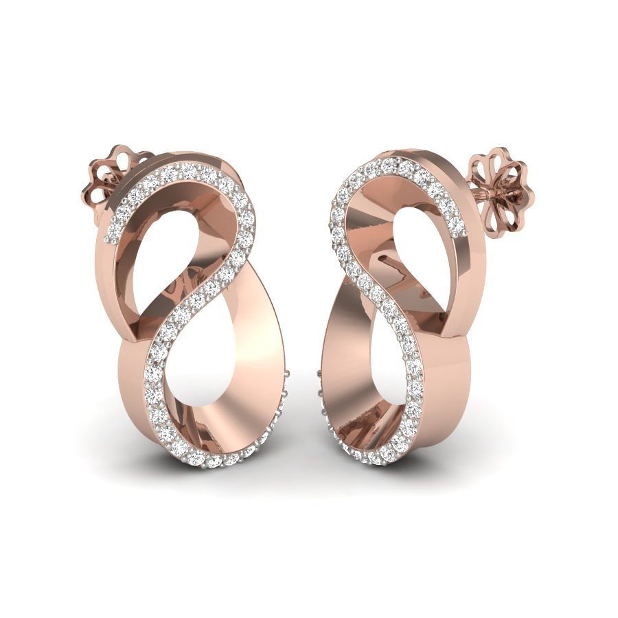 Modern design diamond earring in rose gold