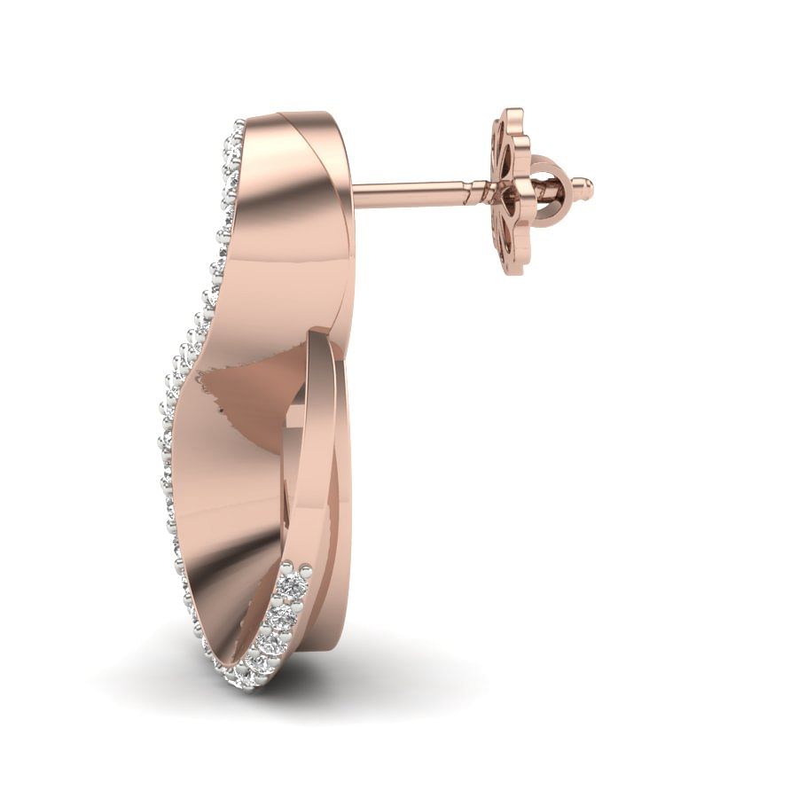 Modern design diamond earring in rose gold