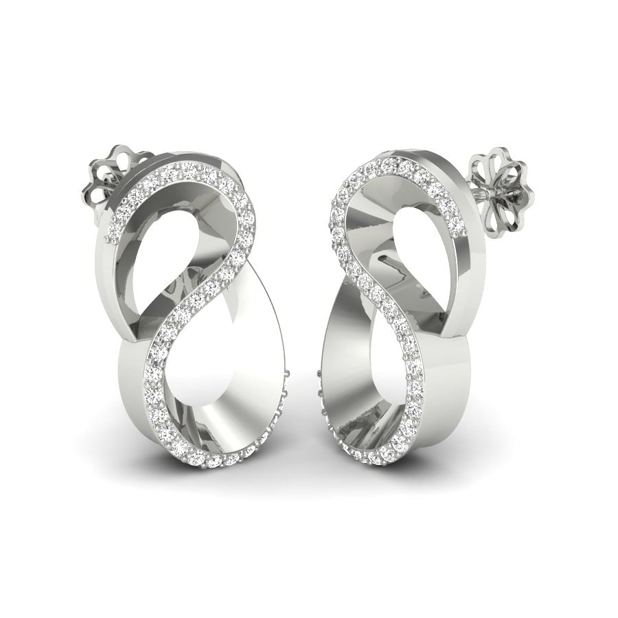 Modern design diamond earring in white gold