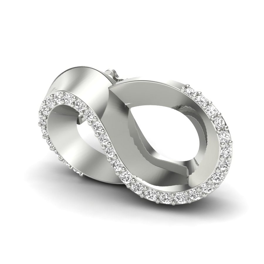 Modern design diamond earring in white gold