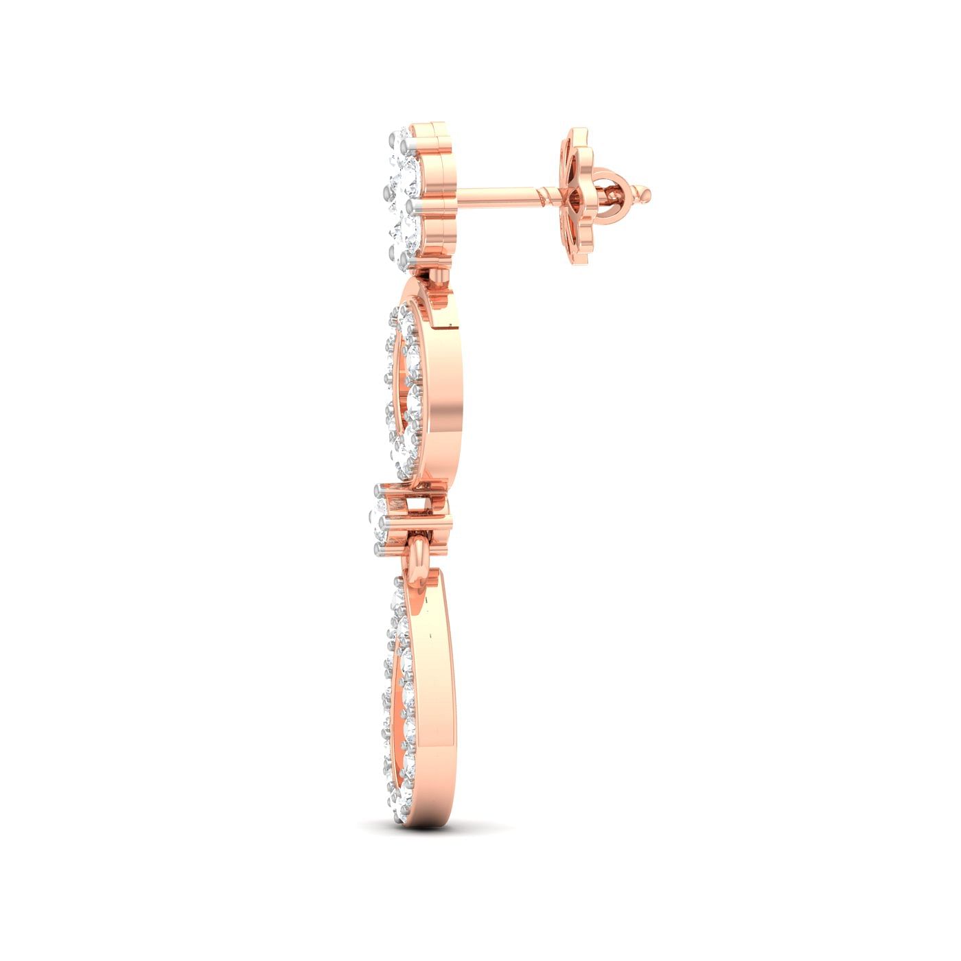 oval diamond drop earrings in rose gold for wedding