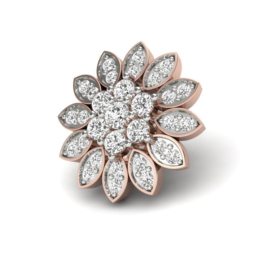 round diamond flower cluster earrings in rose gold