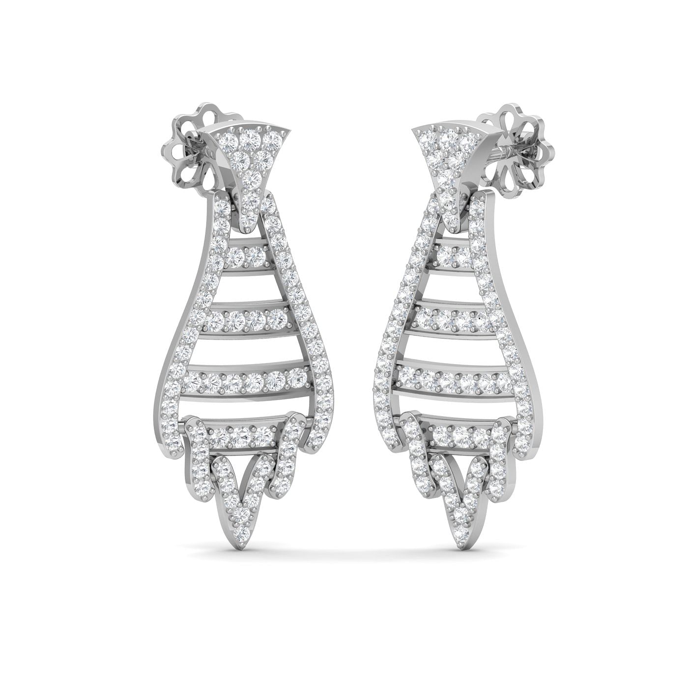 white gold drop style diamond earring for wedding