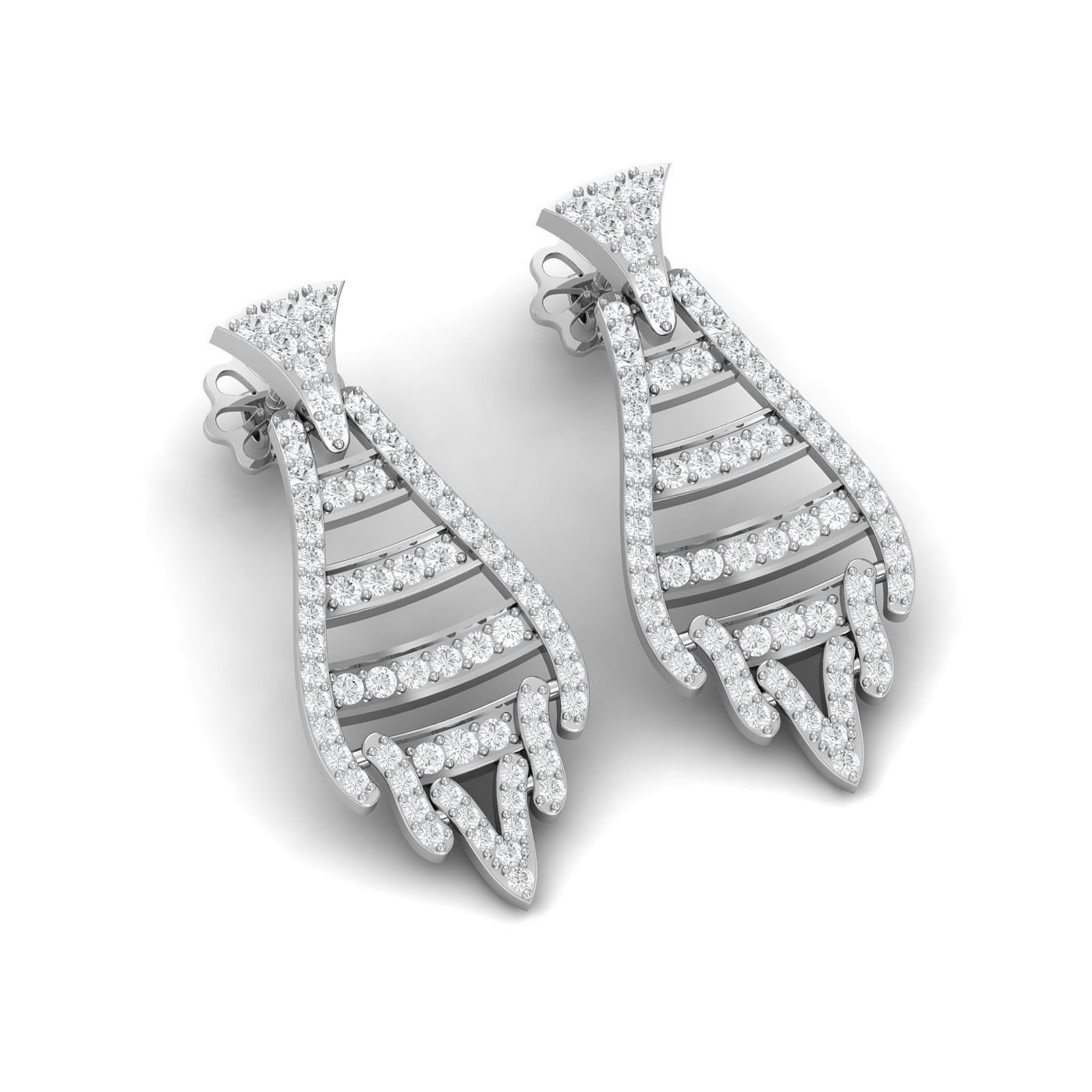 white gold drop style diamond earring for wedding