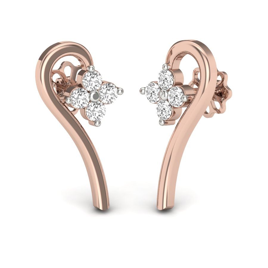 casual wear diamond earrings rose gold
