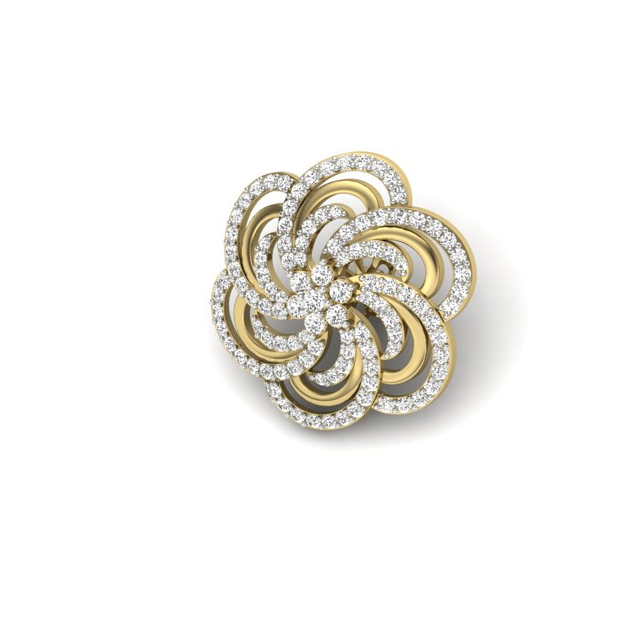 Flower design cluster diamond yellow gold earring
