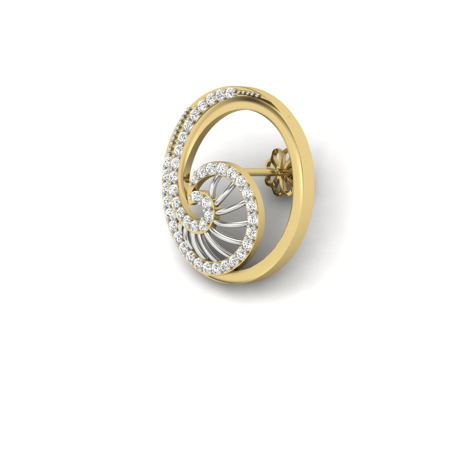 Round Shape Yellow Gold Diamond Earring For Women