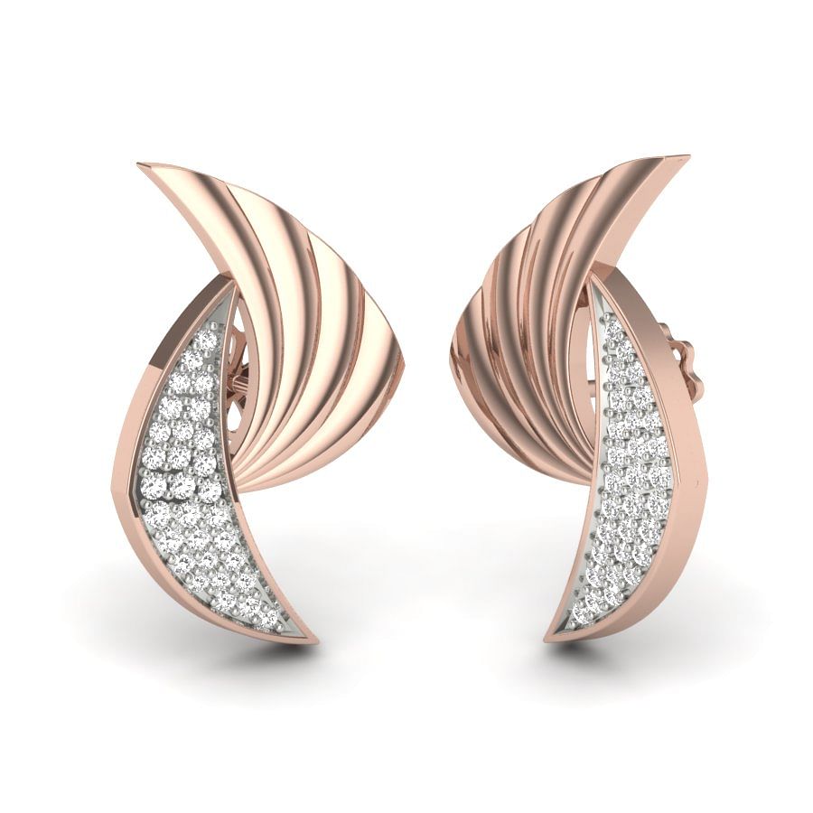 Latest Modern Design Rose Gold Diamond Earring