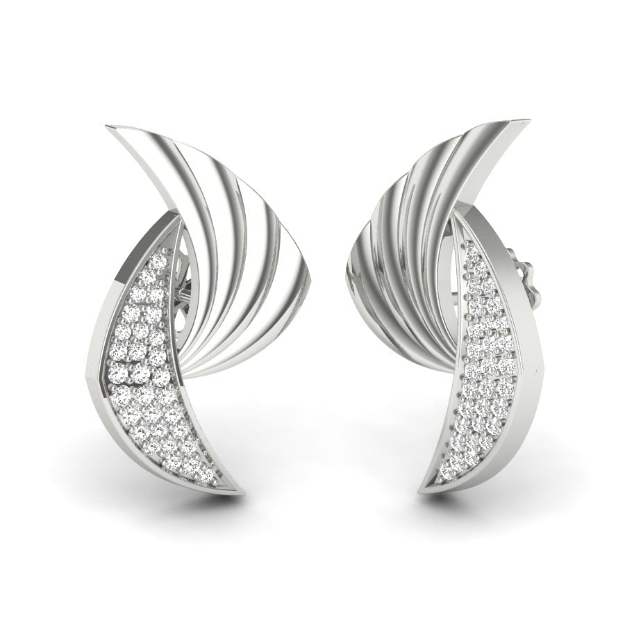 Latest Modern Design White Gold Diamond Earring