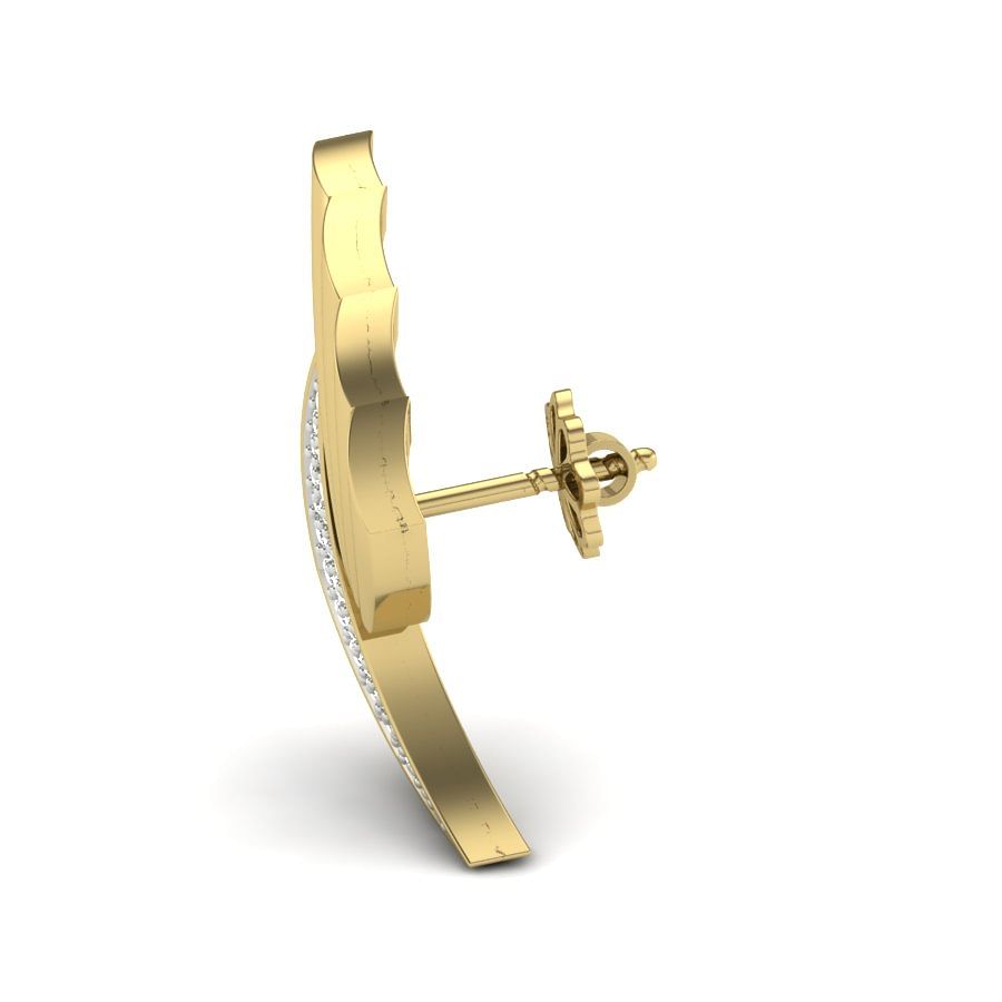 Latest Modern Design Yellow Gold Diamond Earring