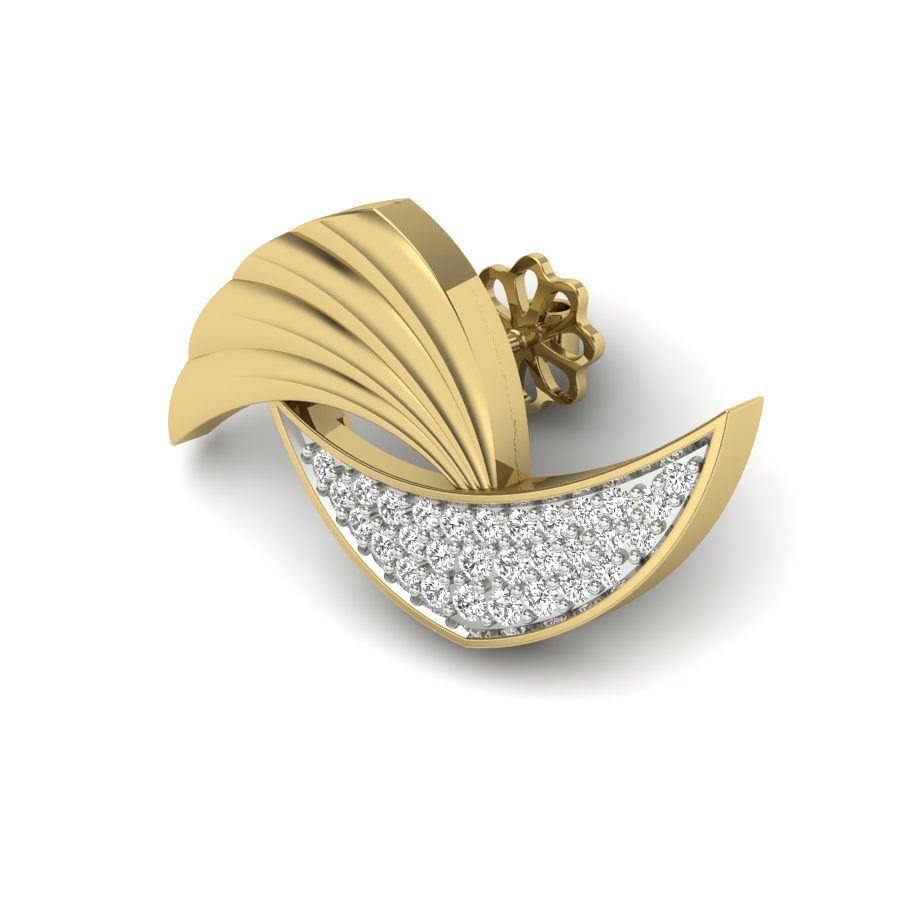 Latest Modern Design Yellow Gold Diamond Earring