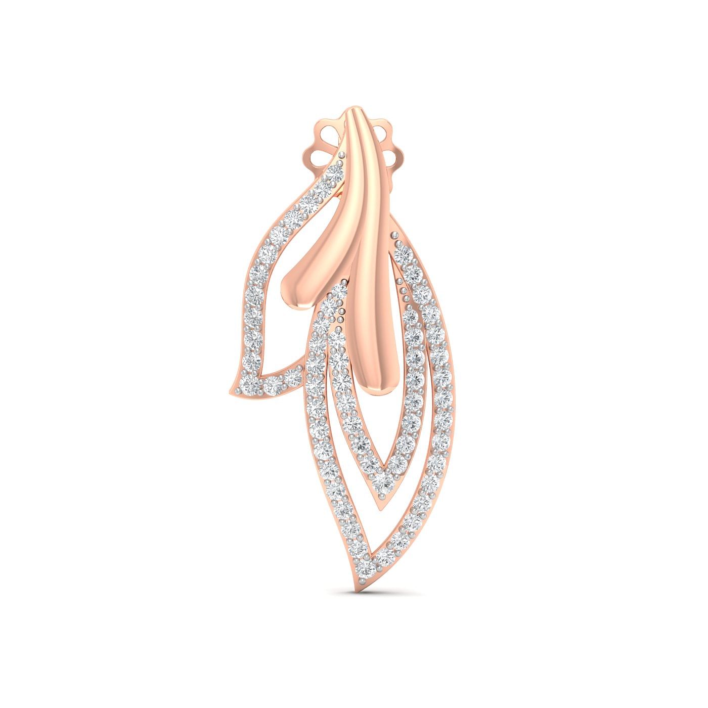 Leaf Design Top Diamond Earring In Rose Gold