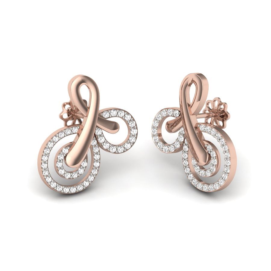 latest modern diamond earrings in rose gold