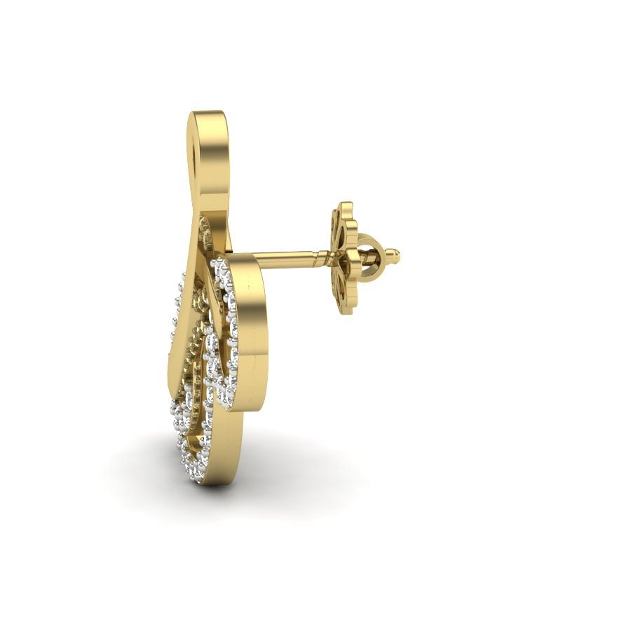 latest modern diamond earrings in yellow gold