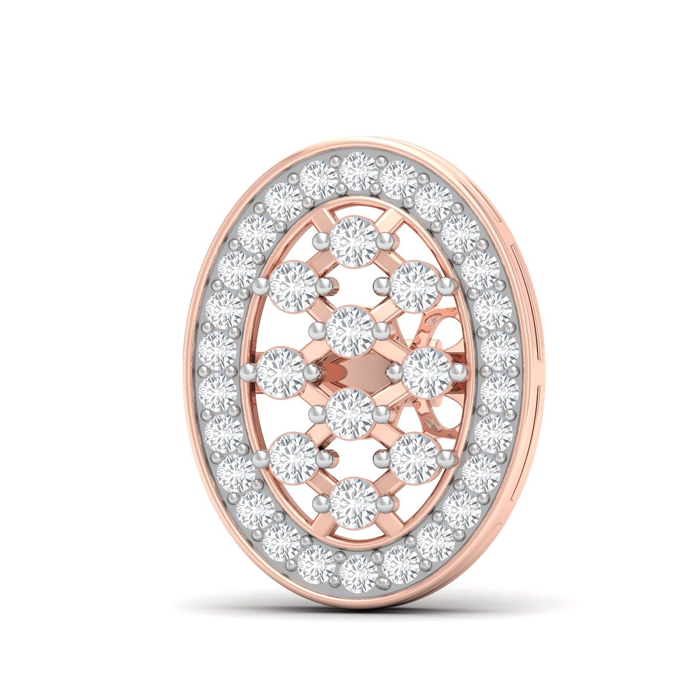 Round Oval Rose Gold Diamond Earring