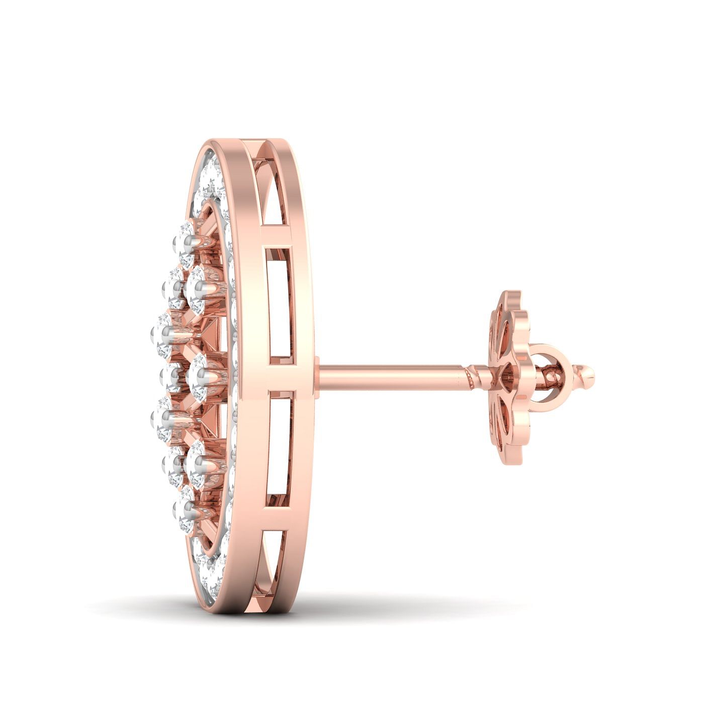 Round Oval Rose Gold Diamond Earring