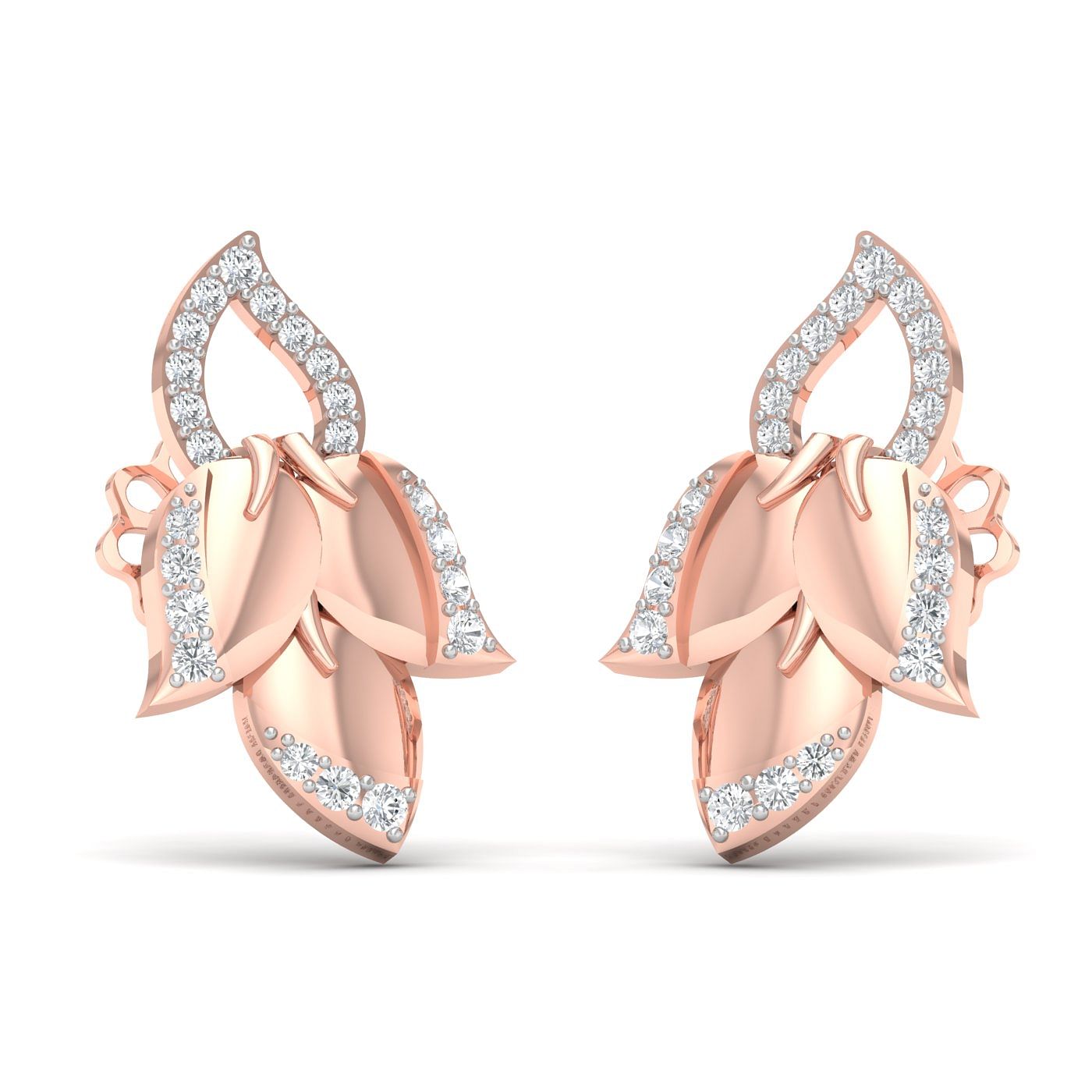 Petal Design Diamond Earrings In Rose Gold