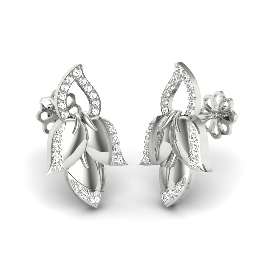 Petal Design Diamond Earrings In White Gold