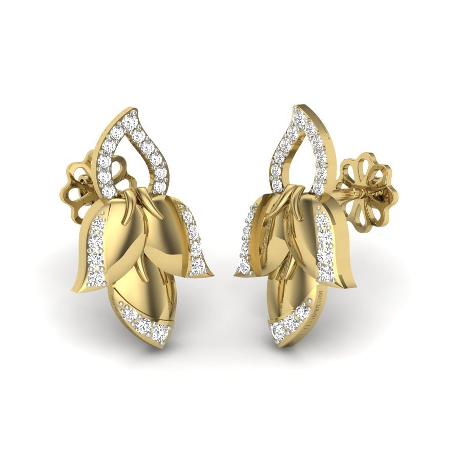 Petal Design Diamond Earrings In Yellow Gold