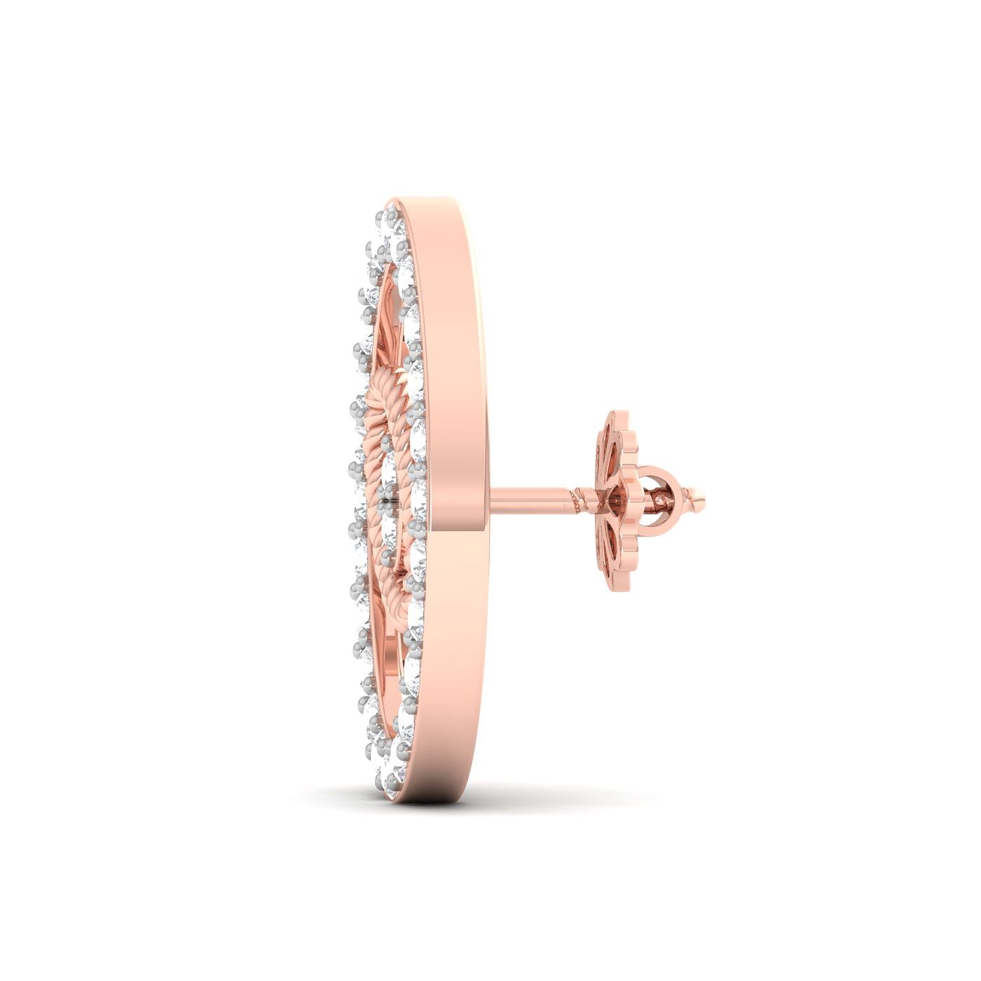 Oval Shape Rose Gold Diamond Earring For Women
