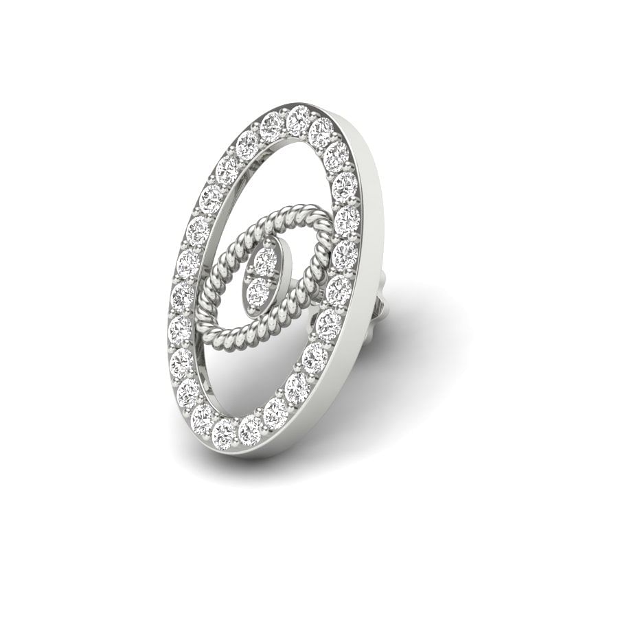 Oval Shape White Gold Diamond Earring For Women