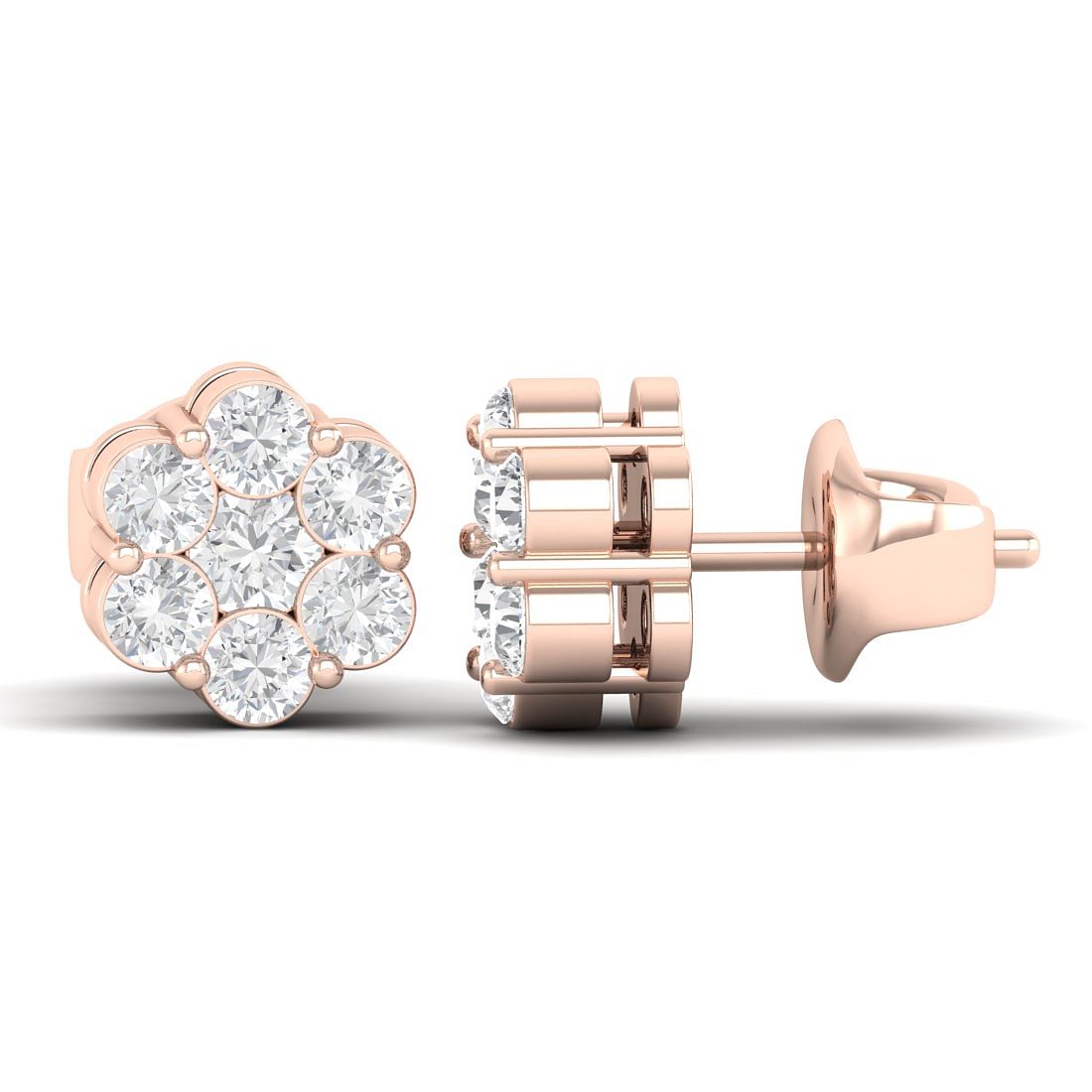 Rose Gold Seven Stone Diamond Earrings For Women