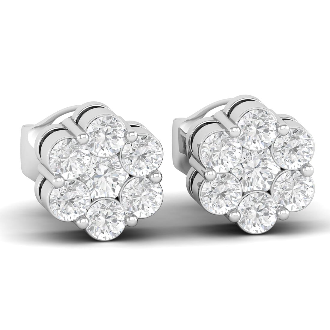 White Gold Seven Stone Diamond Earrings For Women