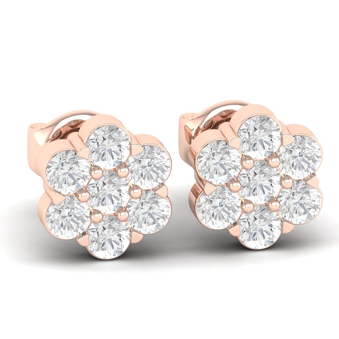 Day Flower Diamond Earrings Rose Gold For Women
