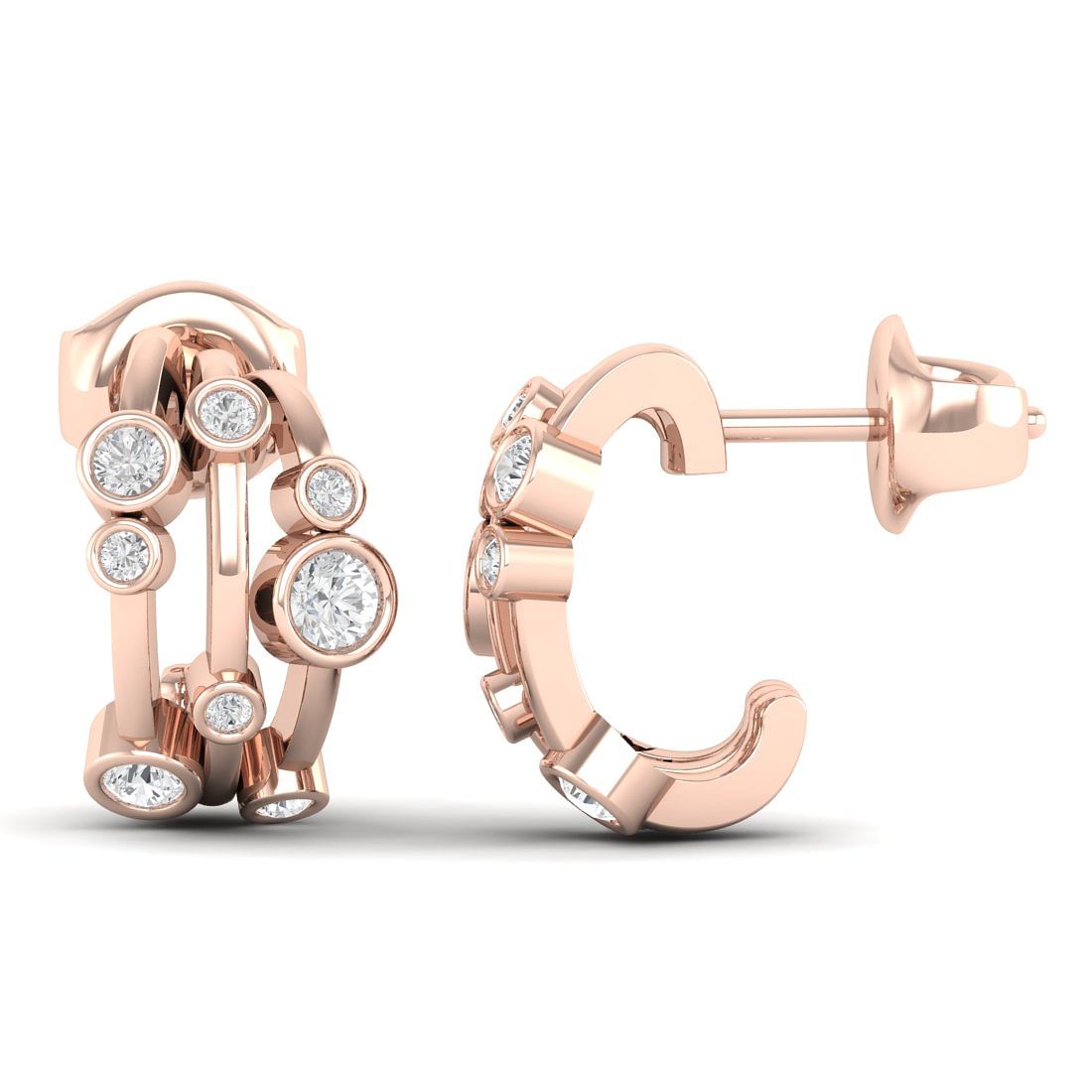 18k Rose Gold Clara Diamond Earrings For Her