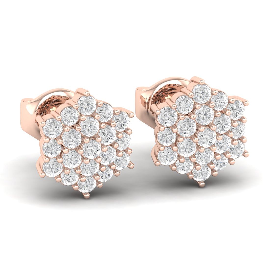 14k Rose Gold Galaxy Diamond Earrings For Her