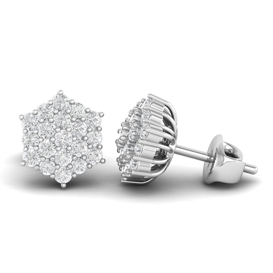 14k White Gold Galaxy Diamond Earrings For Her