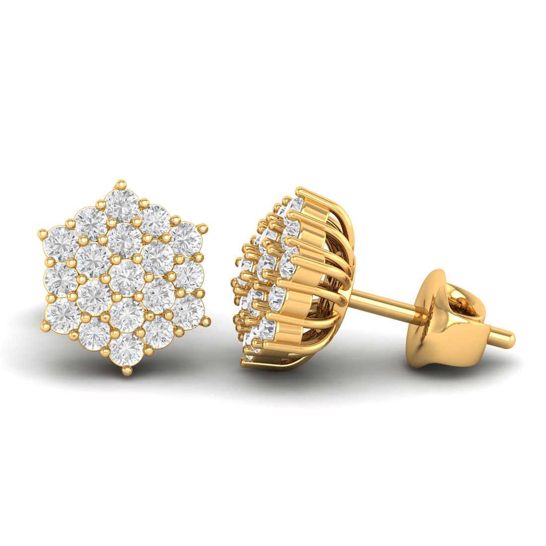 14k Yellow Gold Galaxy Diamond Earrings For Her