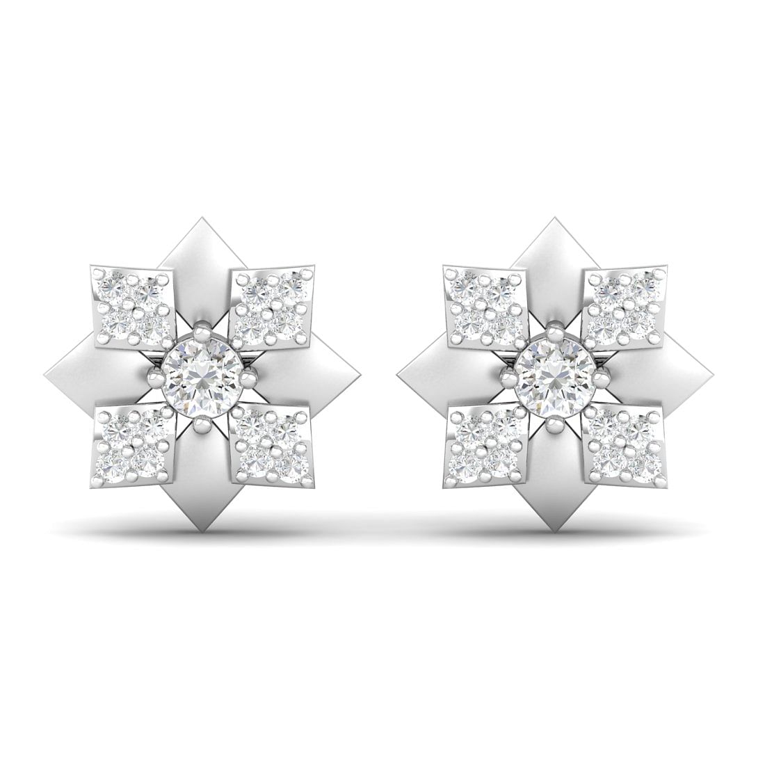 18k White Gold Fuscia Diamond Earrings For Anniversary Gift
