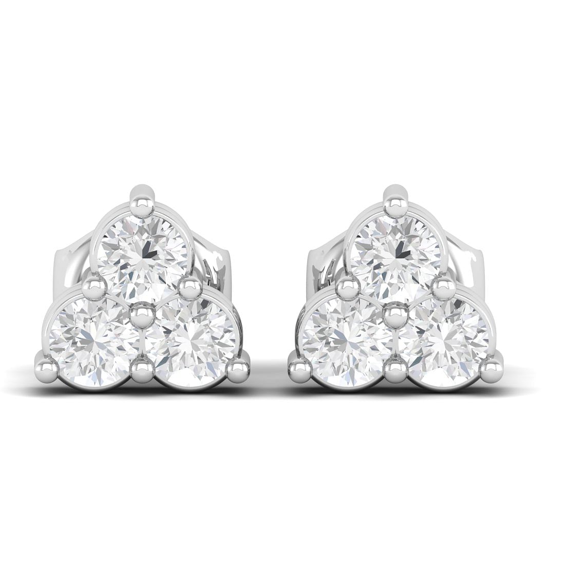 10k White Gold Megha Diamond Stud Earrings For Women