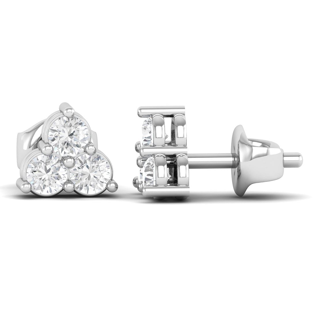 10k White Gold Megha Diamond Stud Earrings For Women