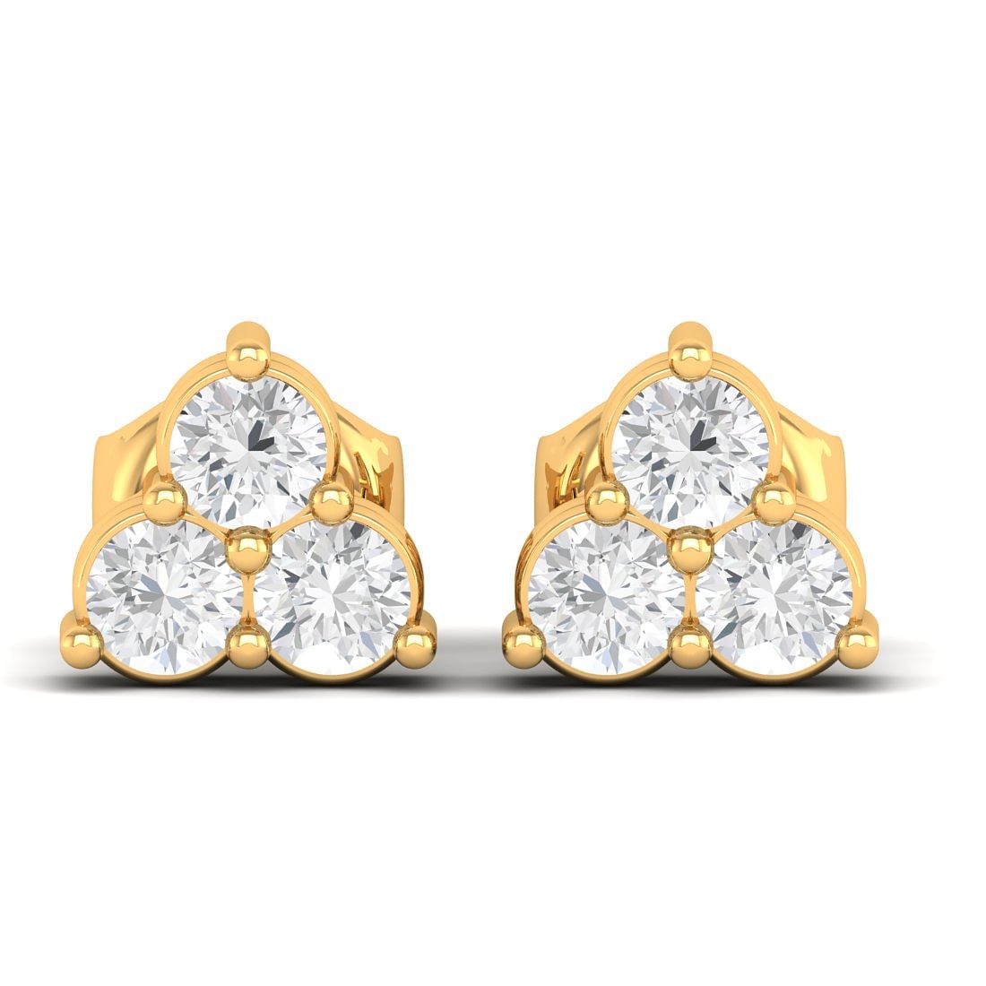 10k Yellow Gold Megha Diamond Stud Earrings For Women