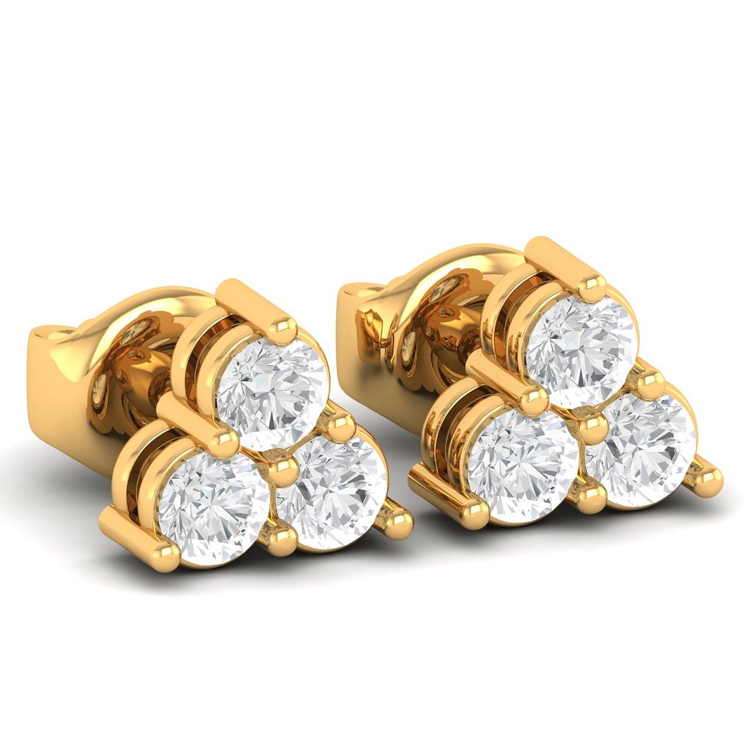 10k Yellow Gold Megha Diamond Stud Earrings For Women