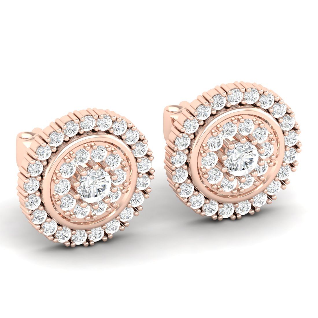 14k Rose Gold Adele Diamond Stud Earrings For Office Wear