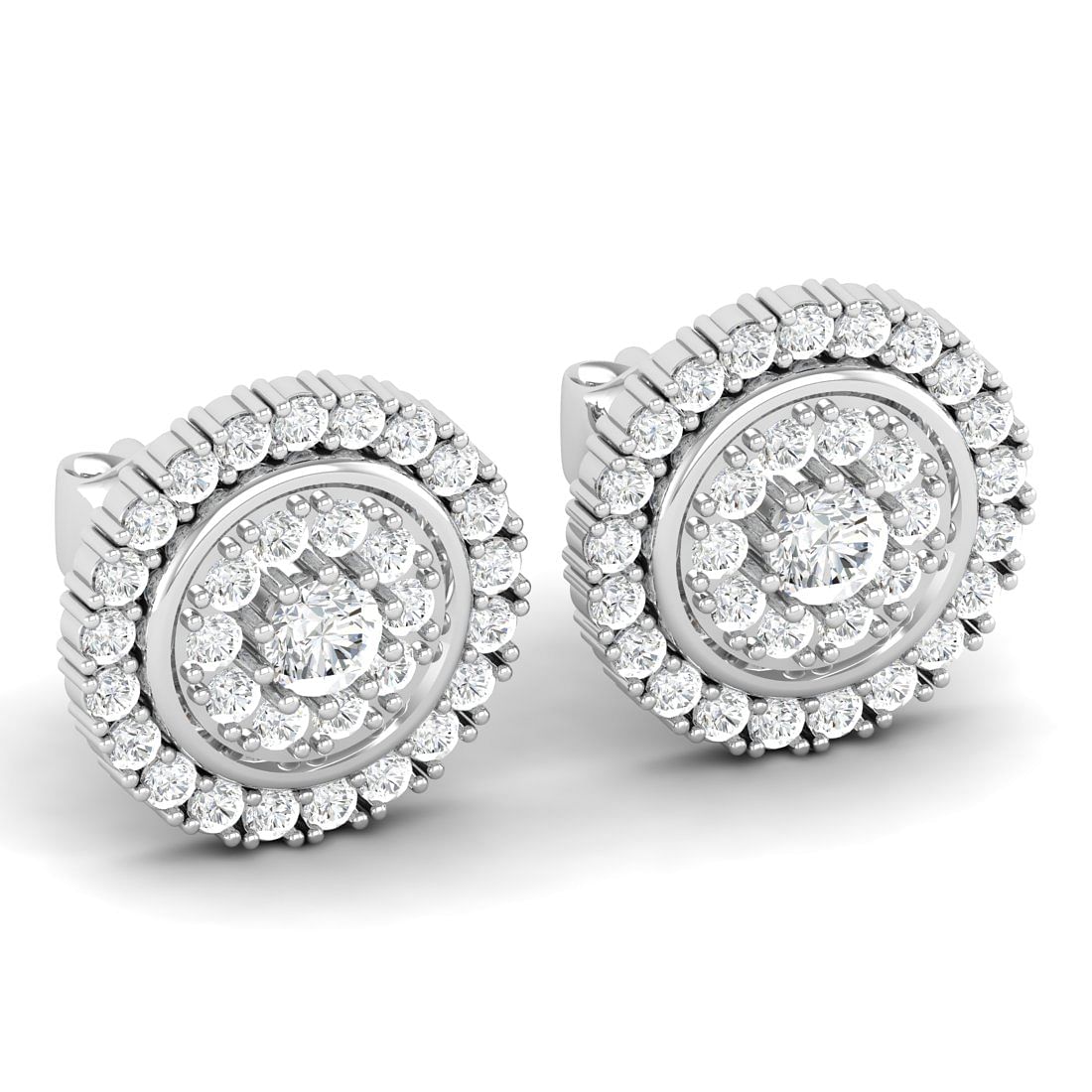 14k White Gold Adele Diamond Stud Earrings For Office Wear