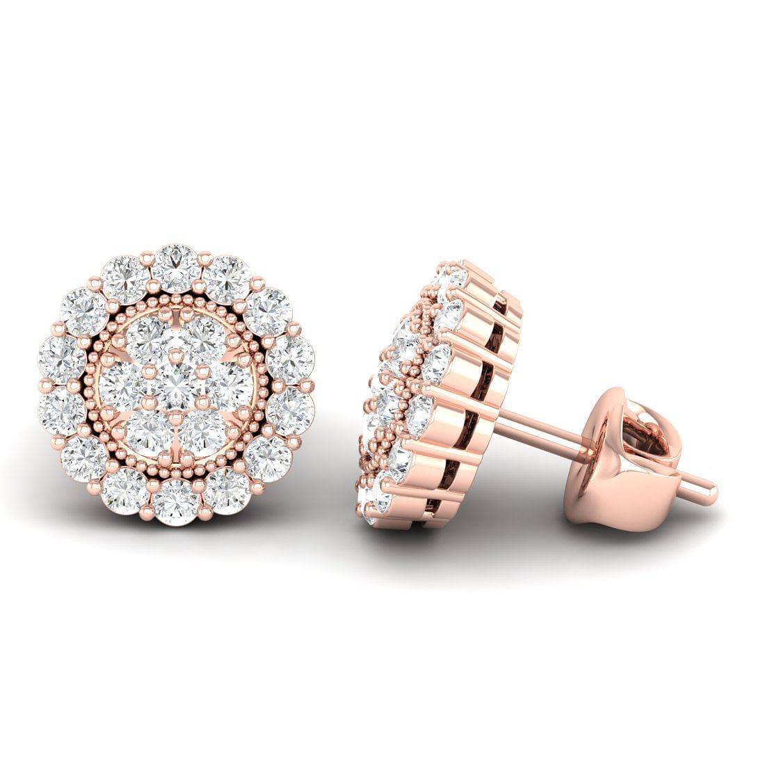 14k Rose Gold Akriti Dome Diamond Earrings For Women