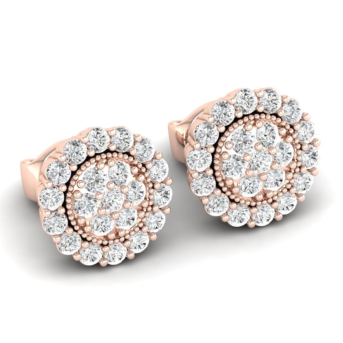 14k Rose Gold Akriti Dome Diamond Earrings For Women