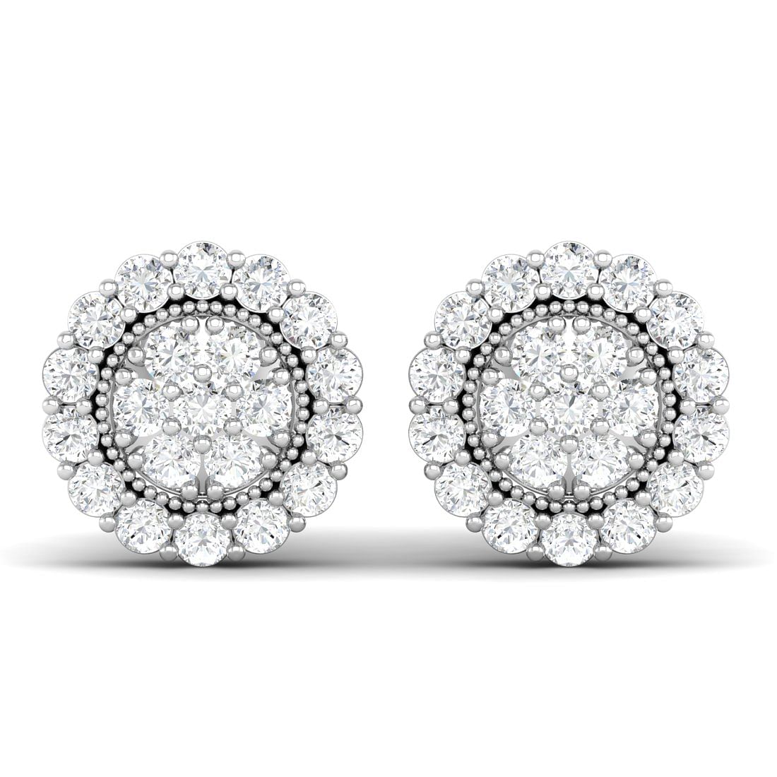 14k White Gold Akriti Dome Diamond Earrings For Women