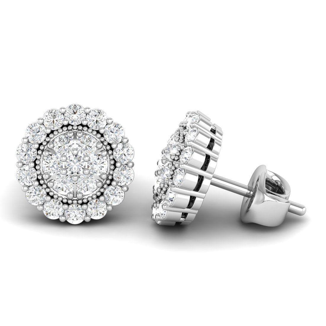 14k White Gold Akriti Dome Diamond Earrings For Women