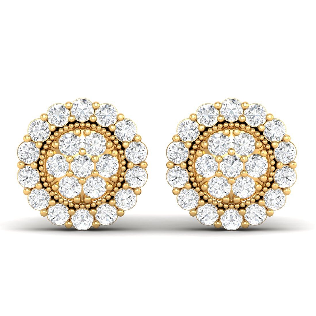 14k Yellow Gold Akriti Dome Diamond Earrings For Women