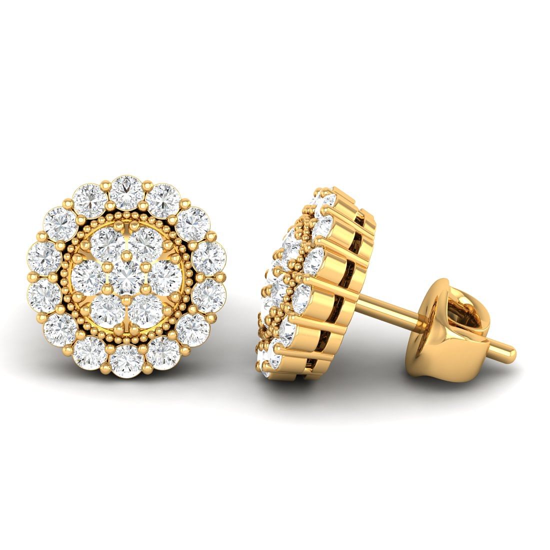 14k Yellow Gold Akriti Dome Diamond Earrings For Women