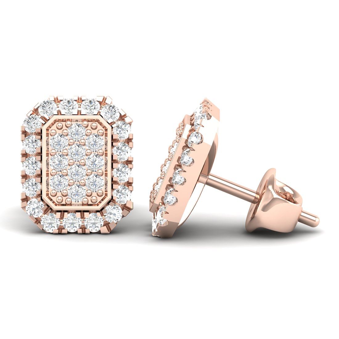 14k Rose Gold Pear Diamond Earrings For Women