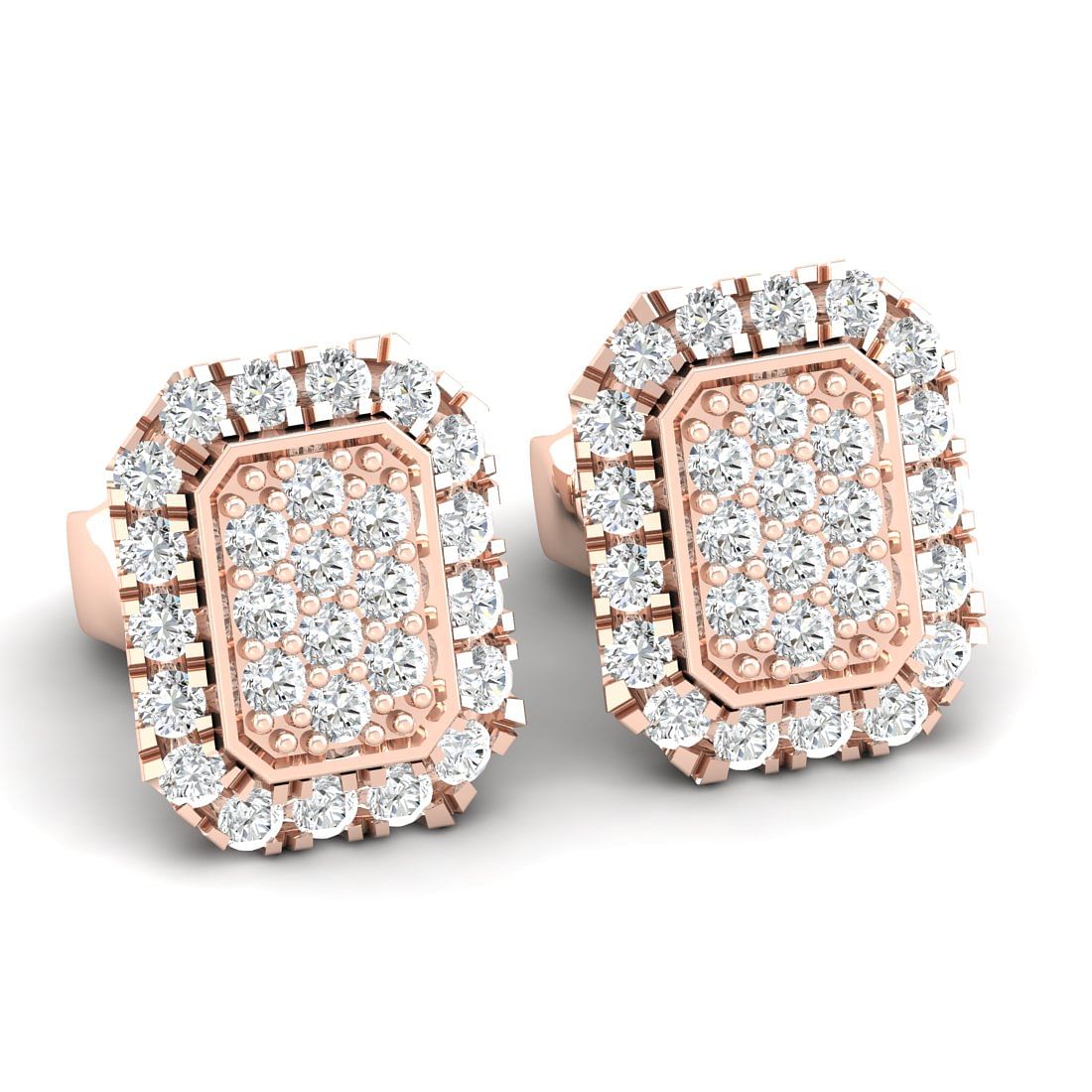 14k Rose Gold Pear Diamond Earrings For Women